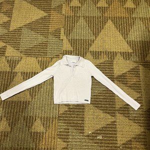 Cropped Lavender Long Sleeve Polo